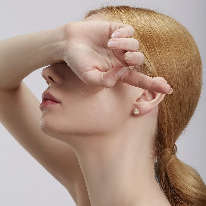 Senteria 18k Gold Plated Heart Stud Earring For Women Earring 925 silver Screw Back Iced Out Cubic Zirconia earring SENTERIA - Image 4